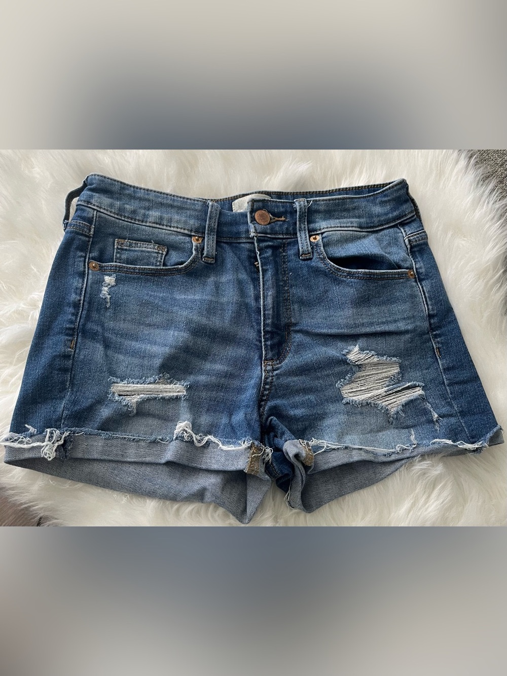 Universal Thread Distressed Denim Shorts - Blue Wash